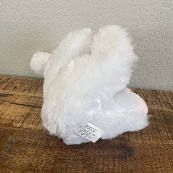 MEGA TOYS WHITE PINK BUNNY RABBIT PLUSH STUFFED ANIMAL POLKA DOT RIBBON TOY 12” - Picture 7 of 10